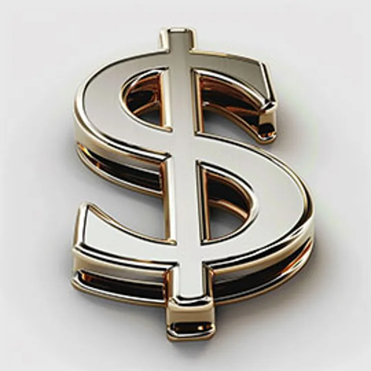 a stainless steel dollar sign