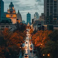 tree-lined city street in indiana