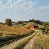 farm land in missouri with a pathway leading to a barn