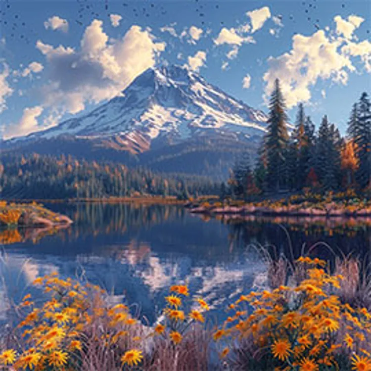 oregon lake with mountain in background