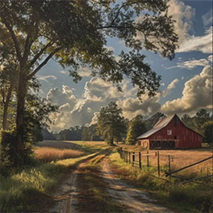 road leading to a farmhouse in alabama