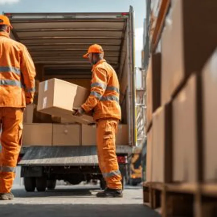 professional movers carrying boxes to a truck