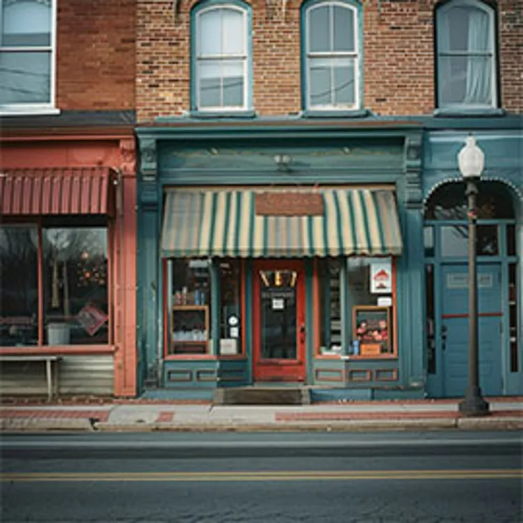 store front of a small business in a town