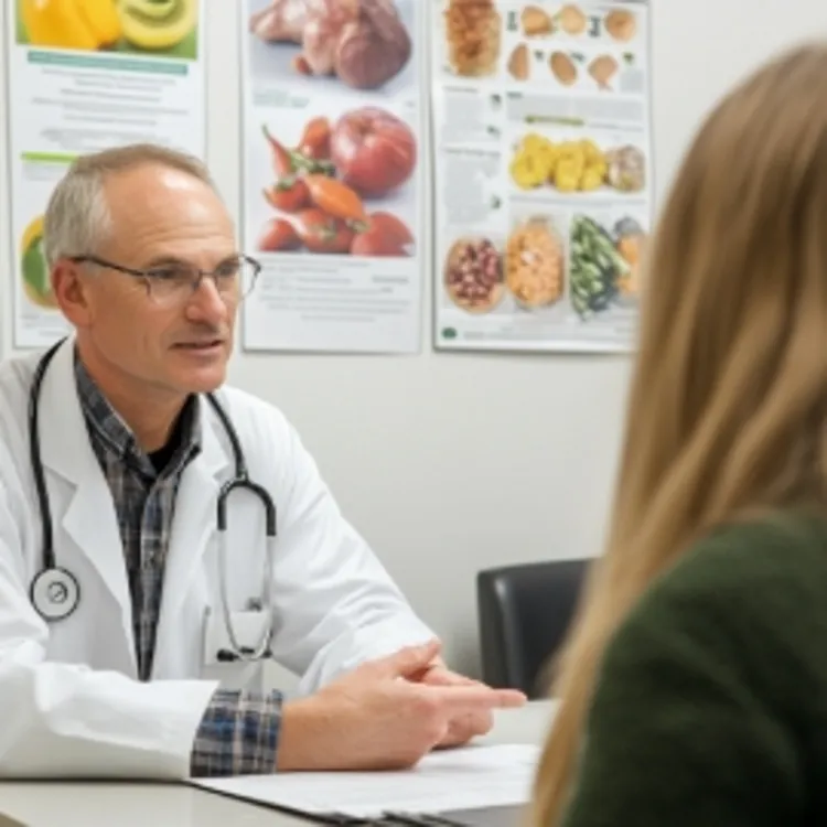 a male nutritionist with a patient