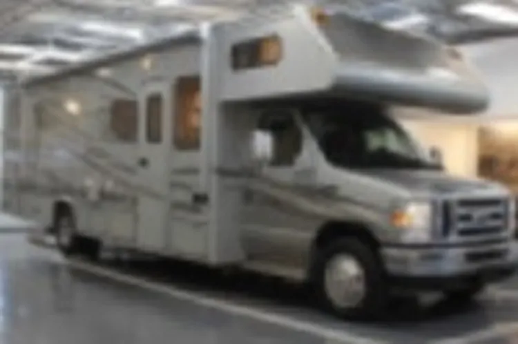 rv truck inside a showroom