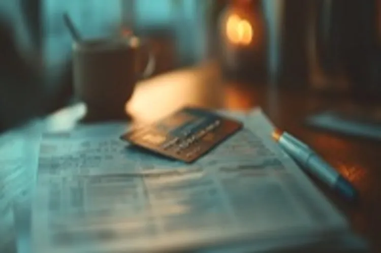 credit card sitting on top a pile of billing statements
