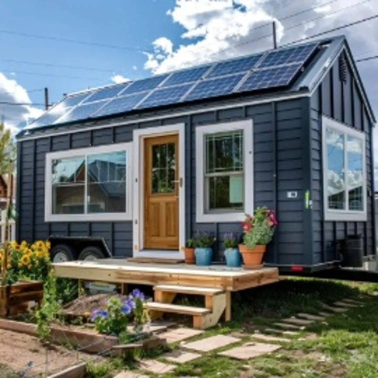 trailer home with a garden