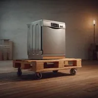 dishwasher on a platform trolley