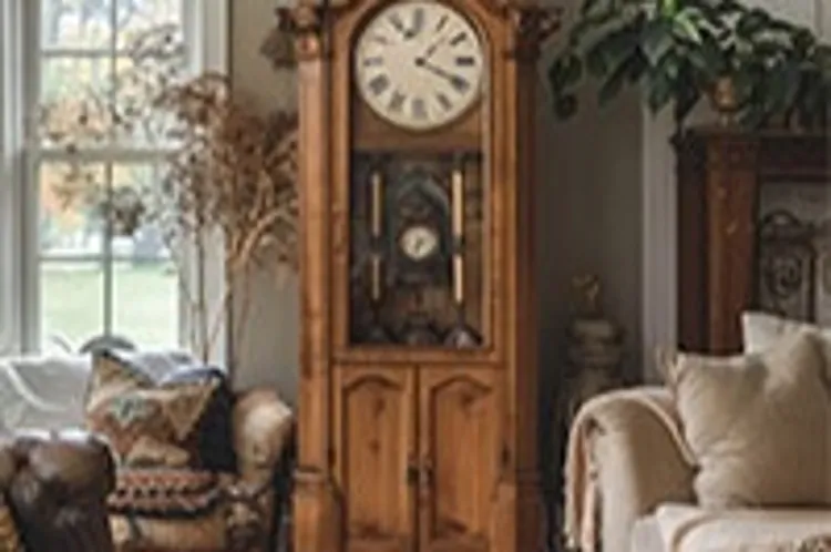grandfather clock in a living room