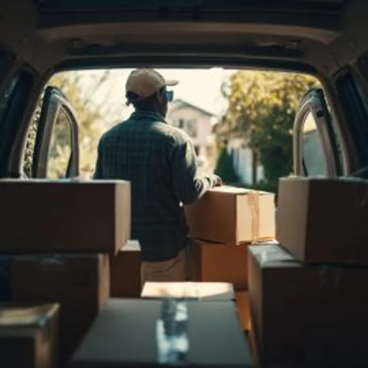 man moving boxes from a van