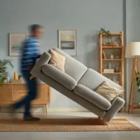 a man lifting a sofa during a move