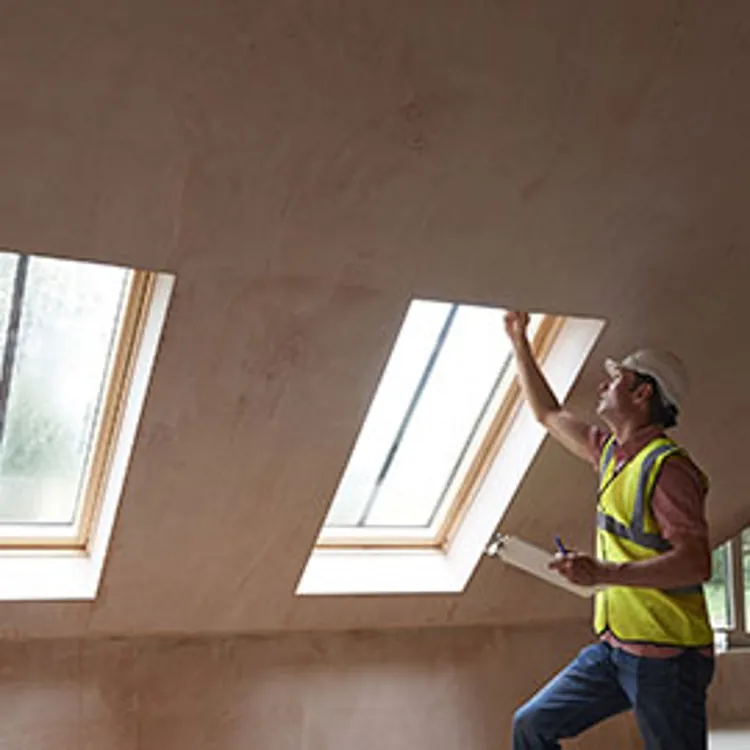man inspecting property