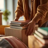 books being packed for a move