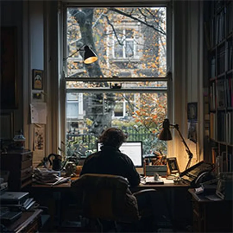 person working on the computer in their home office