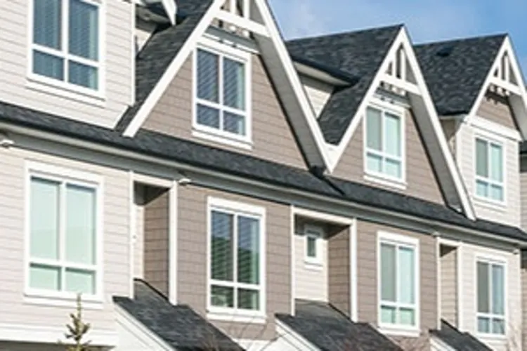 row houses in a suburban neighborhood