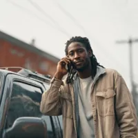 a man answering a cellphone