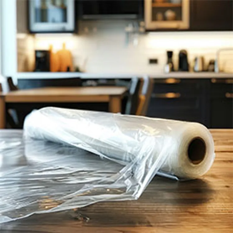 a large roll of plastic wrap on a table