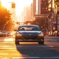 a Hyundai Elantra in a downtown street