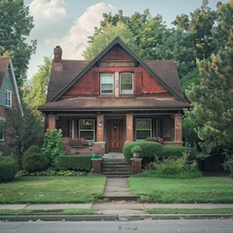 a brick house with a front porch