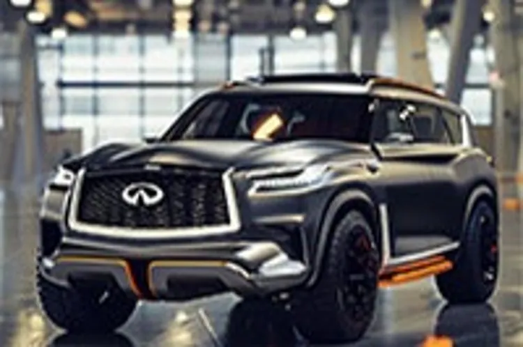 an infiniti car parked inside a building