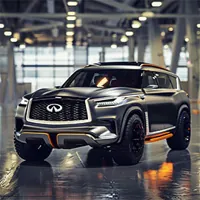 an infiniti car parked inside a building