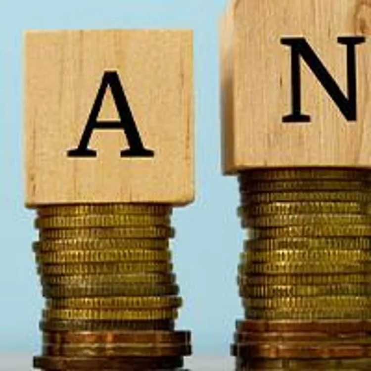 blocks spelling loan atop different heights of coin stacks