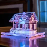 a neon plastic model house