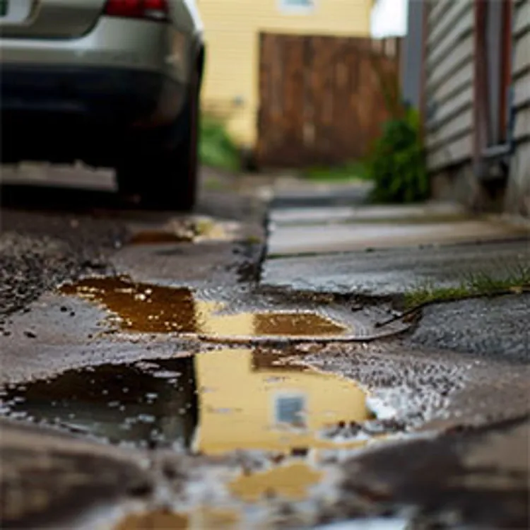parked car with oil on the ground behind it