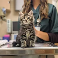 pet kitten at the veterinarian