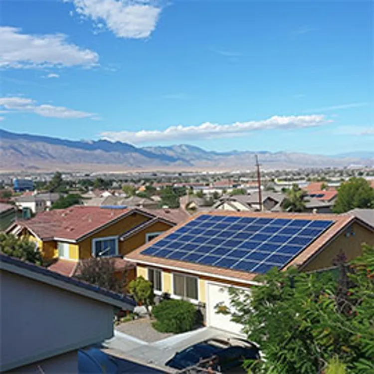 a home in a nevada residential area with solar panels on the roof