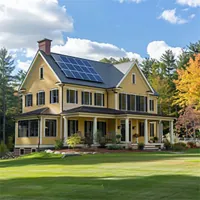two story house in new hampshire with solar panels on the roof