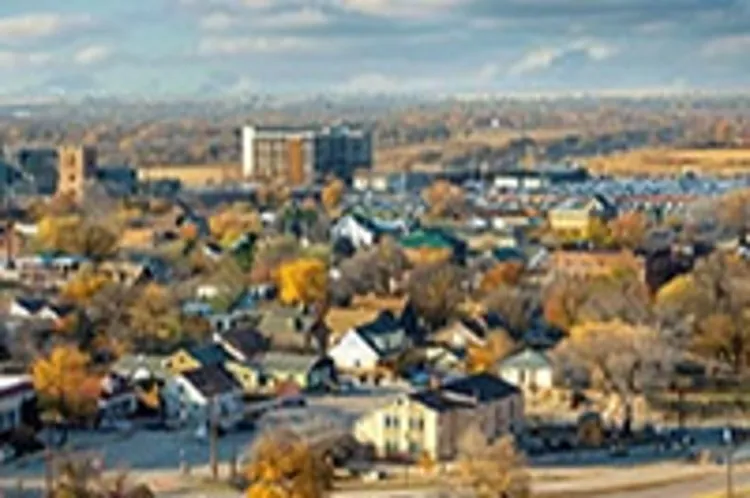 view of town with roads and buildings