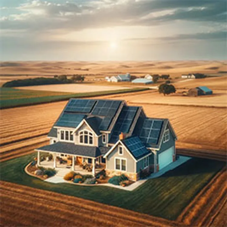 large kansas home with solar panels on the roof