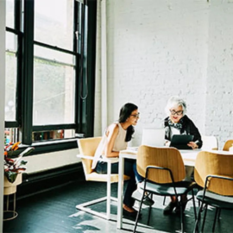 senior lady discussing finances with younger lady