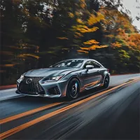 a lexus on a tree-lined highway