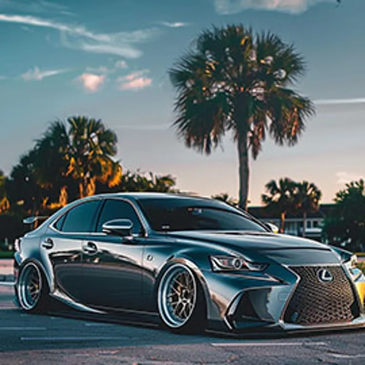 lexus is parked near trees