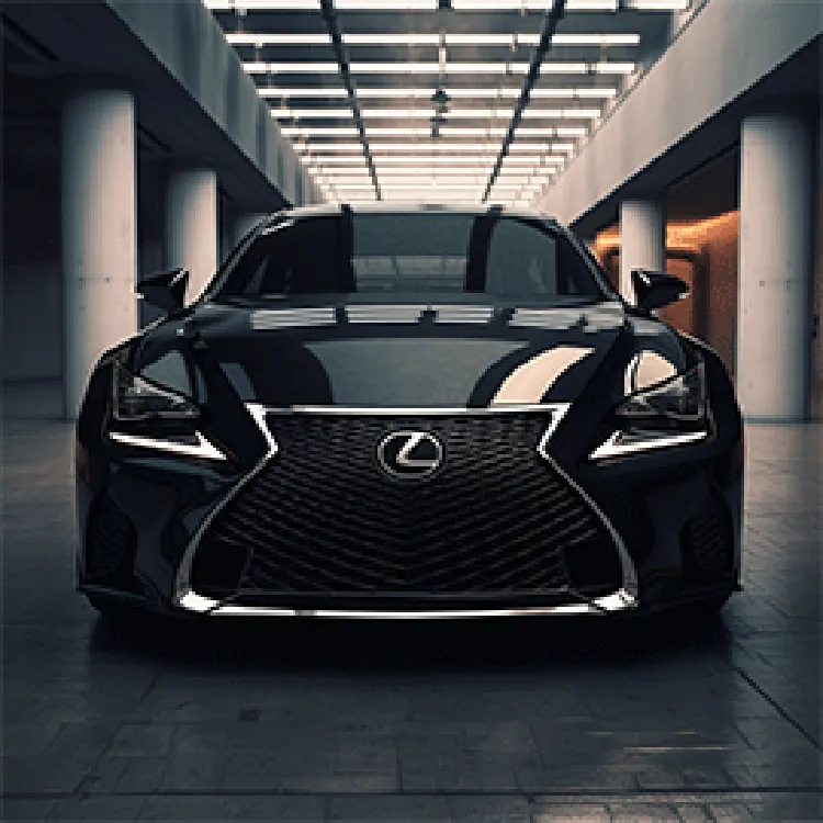 black lexus sports car parked inside a building
