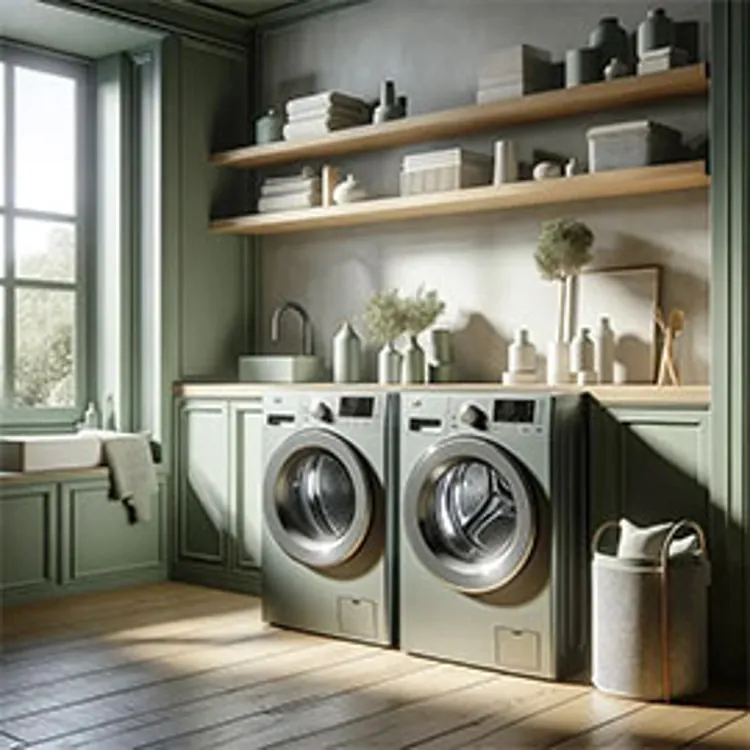 lg dryer alongside a washing machine in the home laundry room