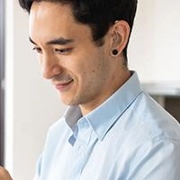 man with hearing aid