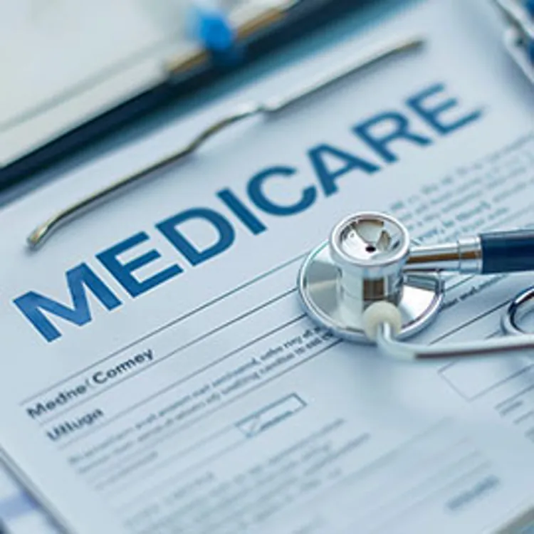 a medicare form with a stethoscope on top