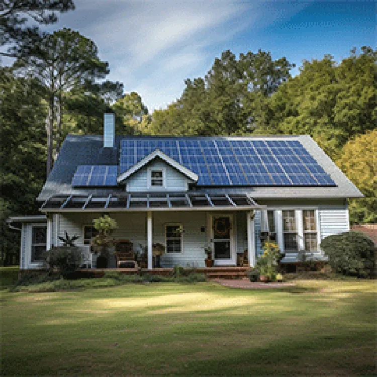 two-level house with solar panels on roof