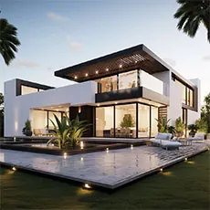 villa with modern roofing