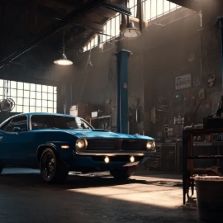 a Mopar at a repair shop