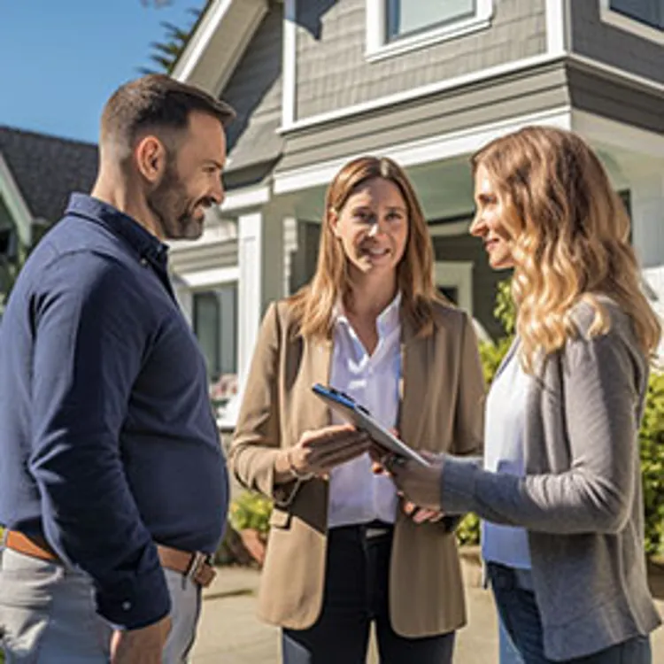 couple talking to a real estate agent