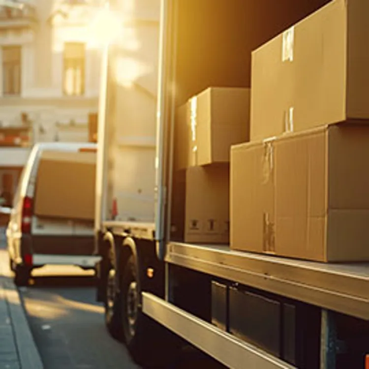 moving boxes inside a truck