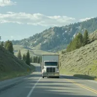 a moving truck on a highway in Idaho