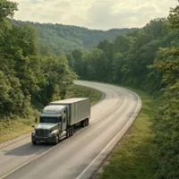 a moving truck on a highway in Missouri