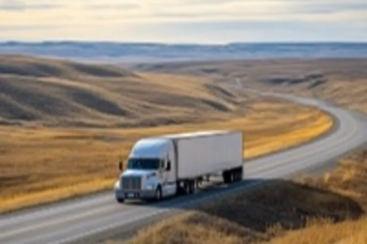 a moving truck on a highway in Nebraska