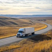 a moving truck on a highway in Nebraska