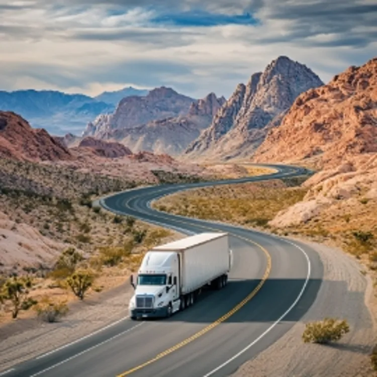 a moving truck on a highway in Nevada